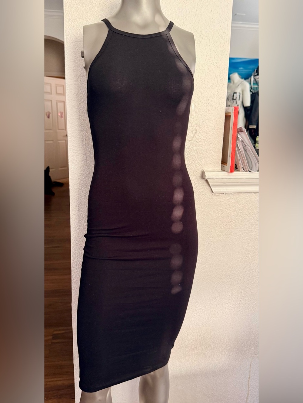 Bozzolo Black Midi Bodycon Dress
